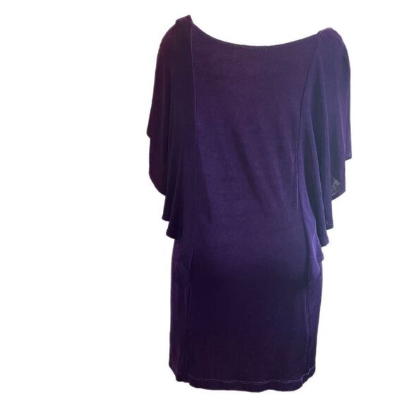 Vikki Vi Royal Purple Flutter Slinky Top Blouse Plus Size 1X - Picture 3 of 9